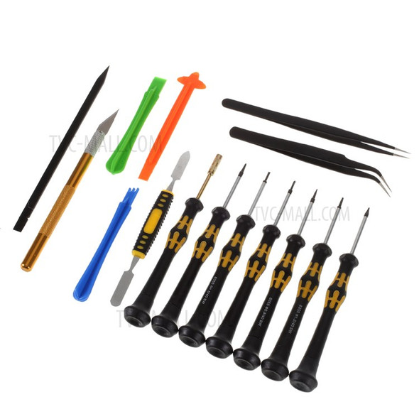 15 in 1 Cellphone Prying Opening Repair Tool Kit with Screwdrivers Spudgers and Tweezers