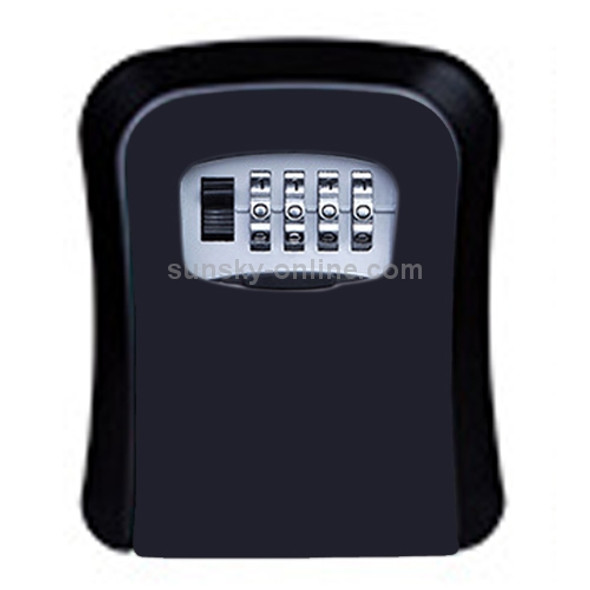 Password Lock Metal Storage Box Door Security Box Wall Cabinet Key Safety Box(Black)