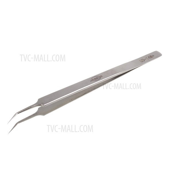 JABEUD UD-14W+ Curved Tip High Precision Stainless Steel Professional Tweezers - Silver