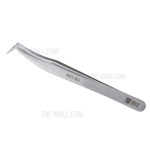 BEST BST-6A Stainless Steel Curved Angled Tweezers for Electronic Repairing