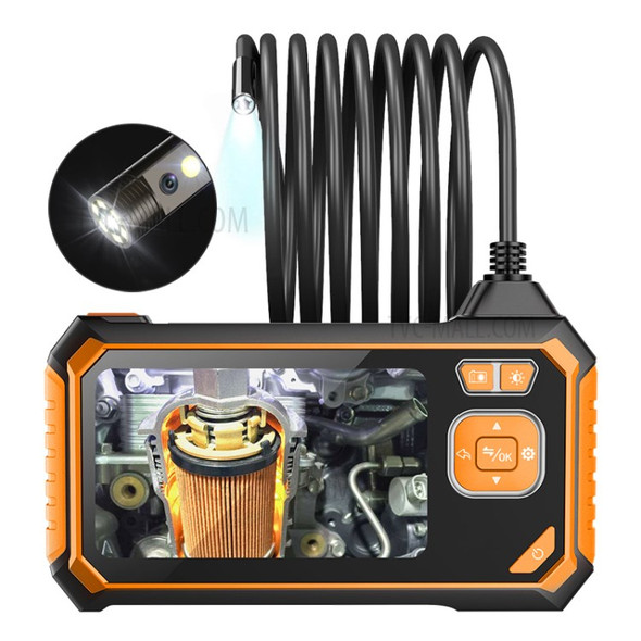 INSKAM113 8mm Industrial Endoscope 1080P Dual Lens HD Digital Borescope Camera 4.3-inch Display Screen with 1M Semi-Rigid Cable - Orange