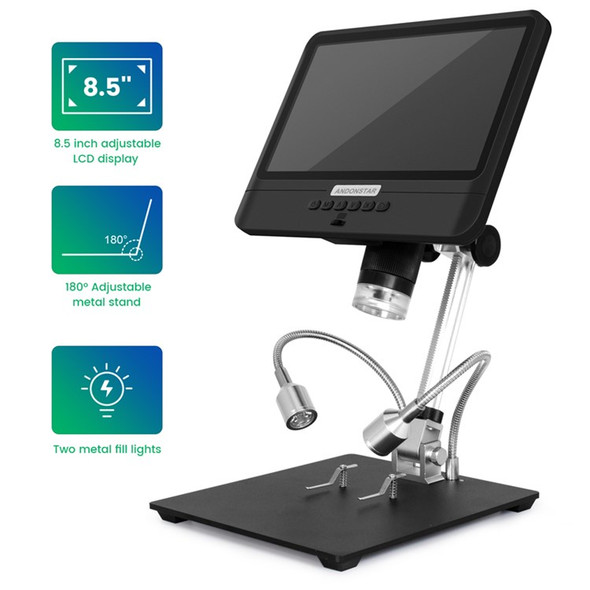 ANDONSTAR AD208 8.5 Inch LCD Screen 5X-1200X Digital Microscope Adjustable Microscope for Repairing (Battery Included)