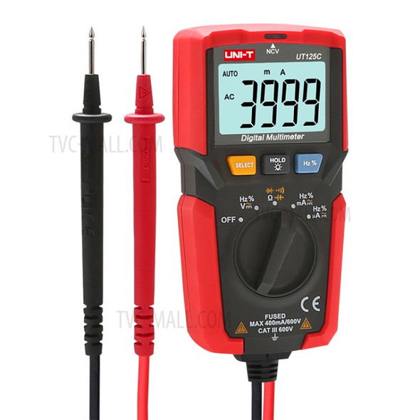 UNI-T UT125C Mini LCD Digital Multimeter DC/AC Voltage Current Meter NCV Capacitance Resistance Diode Tester Voltmeter Ammeter