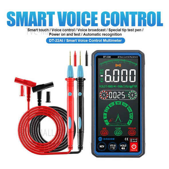 SUNSHINE DT-22AI Smart Voice Control Multimeter 4.3 inch LCD Screen Universal Meter with Backlight