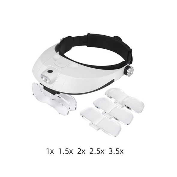 Headband Magnifying Glasses with 5 Lenses  (1X 1.5X 2X 2.5X 3.5X) Head-Mounted Magnifier Glasses Jeweler's Loupe