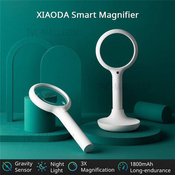 XIAODA Rechargeable 3X Magnifying Desk Lamp Magnifying Glass with Night Light/Gravity Sensor Magnifier for Work Reading Hobbies - Smart Version