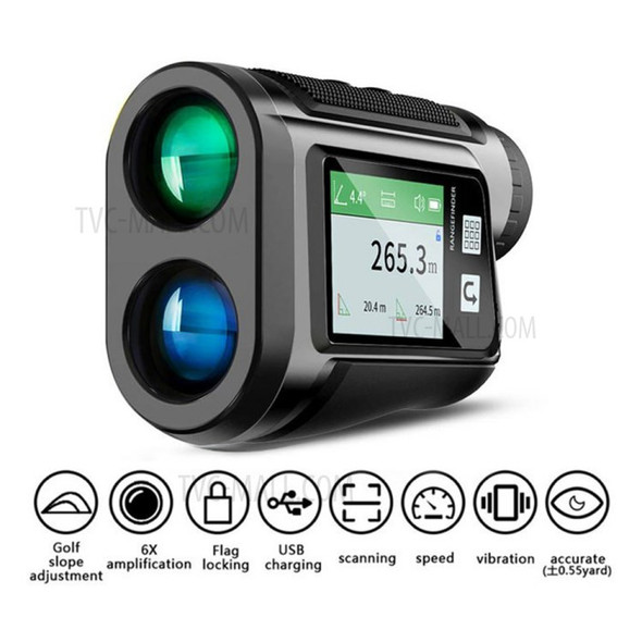 Touch Screen Telescope Laser Rangefinder Intelligent LCD Display Range Finder Measure Tool for Hunting Golf - Black/KM-C600H