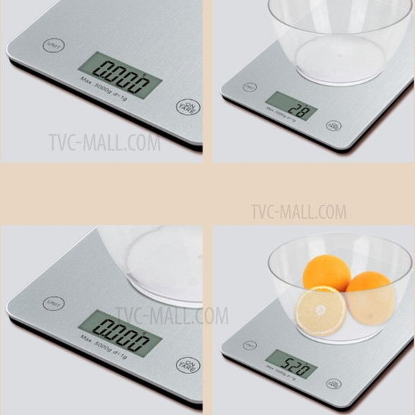 CK451 5000g/1g Kitchen Digital Scale Electronic LED Display Cooking Baking Food Scale Weight Measuring Tool (CE Certificated) - Silver