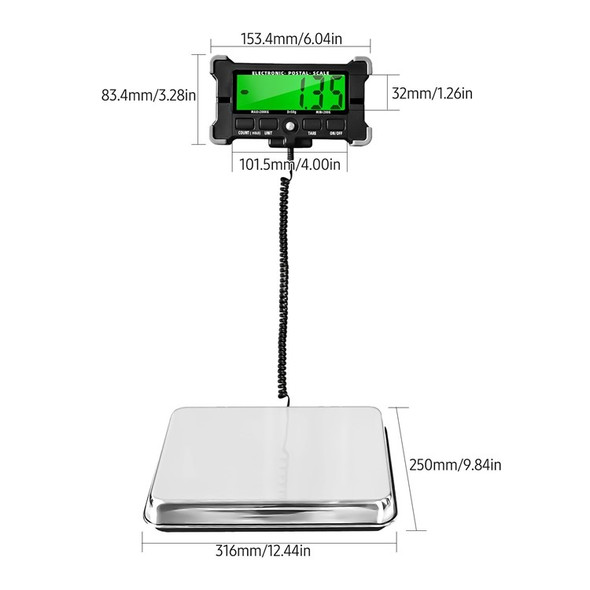 440 Lbs Electronic Postal Shipping Scale 0.05kg Precision LCD Backlight Display Stainless Steel Digital Scale