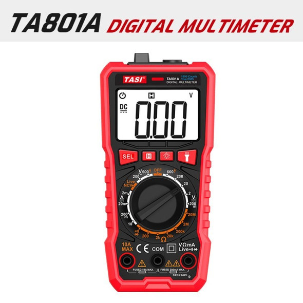 TASI TA801A Manual Digital Multimeter Rms AC DC NCV Auto Range Digital Multimeters Tester Ohm Hz Voltage Meter