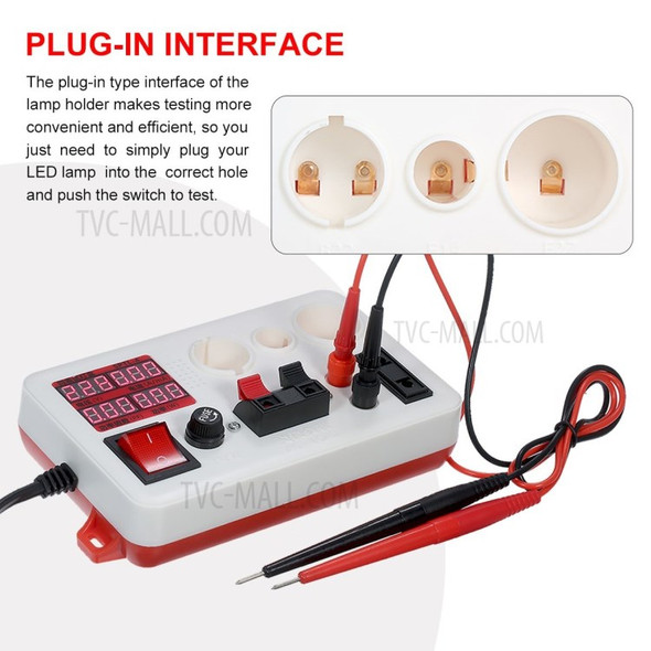 LED Power Lamp Tester Box Test Clamp Electric Power Meter for Bulb Lamp Electric Parameter Measurement - EU Plug