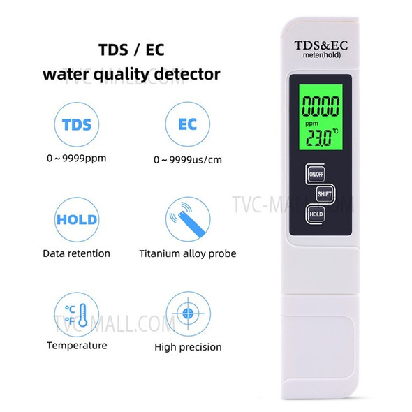 3-in-1 Multifunctional Water Quality Detector Portable Professional TDS Pen Tester EC Meter Accurate Water Quality Measurement Tool