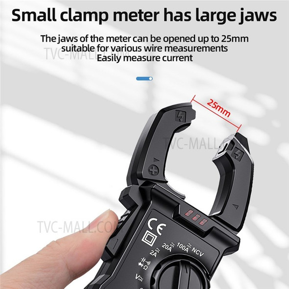 MESTEK Mini Clamp Meter Automatic Ranges LCD Display Portable Clamp Meter Direct Current AC Current Voltage Resistance Capacitance Diode Continuity Temperature Measurement Data Clamp Meter