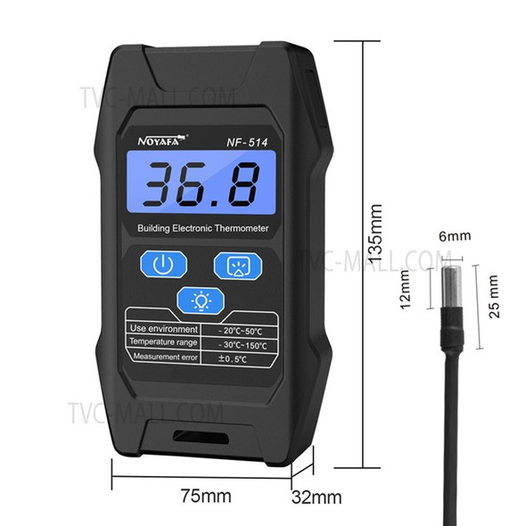 NF-514 Building Temperature Tester High Accuracy Electronic Temperature Meter with LCD Display