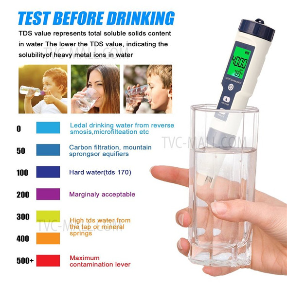 5 in 1 Professional Multi-parameter Testing Meter PH/EC/TDS/Salinity/Thermometer Digital Tester Water Quality Tester