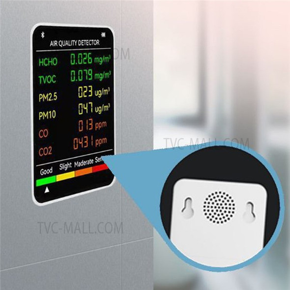 6 In 1 PM2.5 PM10 HCHO TVOC CO CO2 Multifunctional Air Quality Detector LCD Screen Display Air Quality Tester - Black