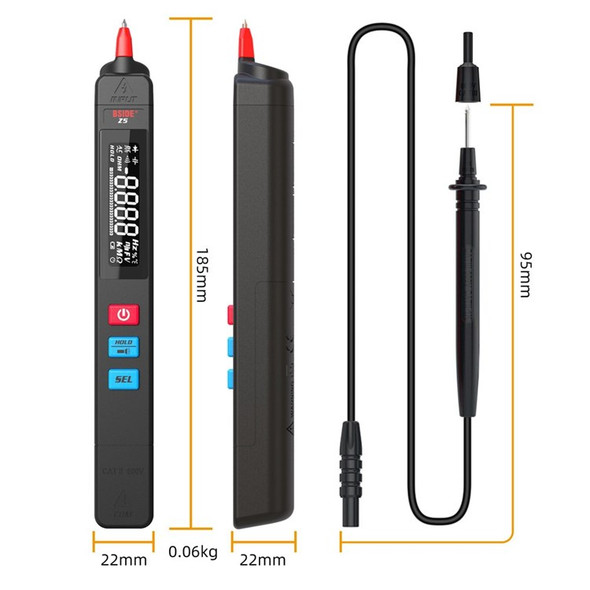 Intelligent Pen Multimeter Handheld Portable Voltage Tester NCV Measuring Resistance Capacitance Frequency Diode Continuity Live-wire Check Multi-function Multimeter with LCD Screen Flashlight