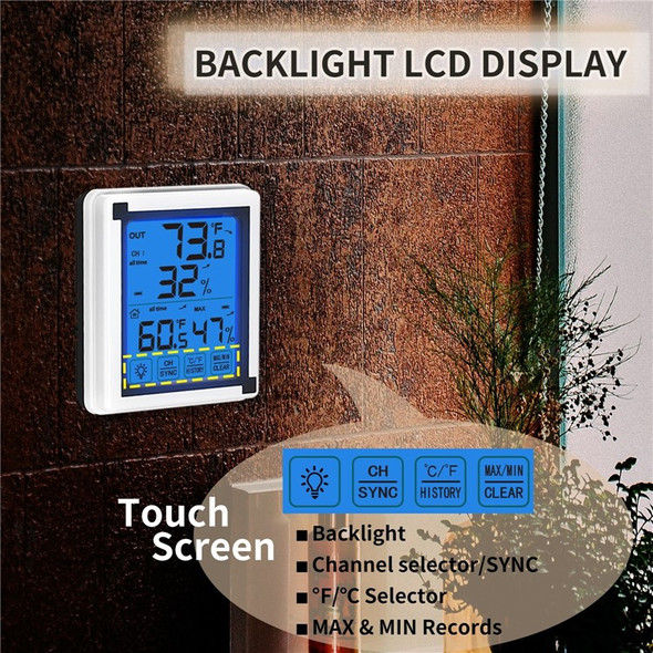 Indoor Outdoor Thermometer LCD Digital Hygrometer Temperature and Humidity Gauge Monitor with Backlight