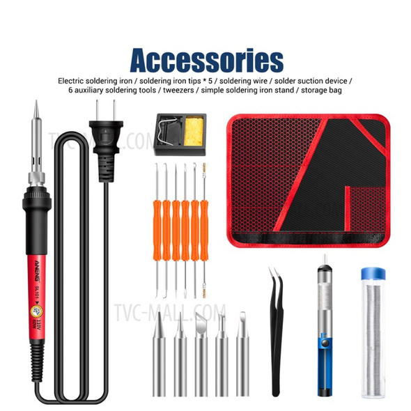 ANENG SL101 17PCS Multi-Functional 60W Electric Soldering Iron Kit with Replaceable Welding Head Electronic Repair Set - US Plug