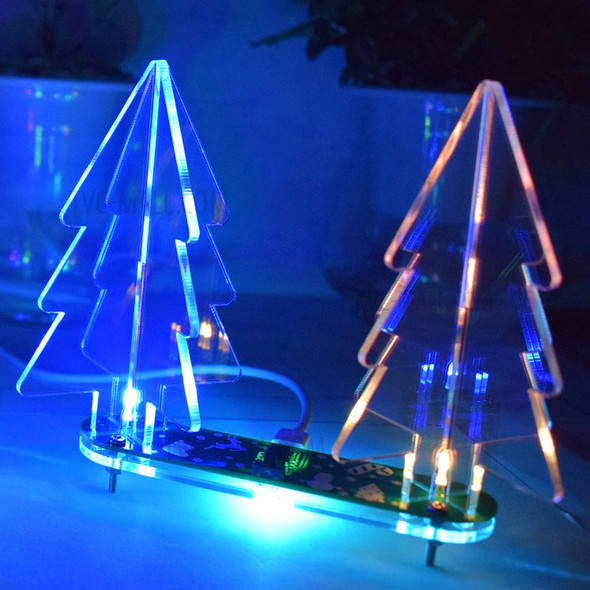 DIY Handmade Electronic Toy LED Gradient Acrylic Stereo Christmas Tree Decor Light - Green PCB + Transparent Acrylic