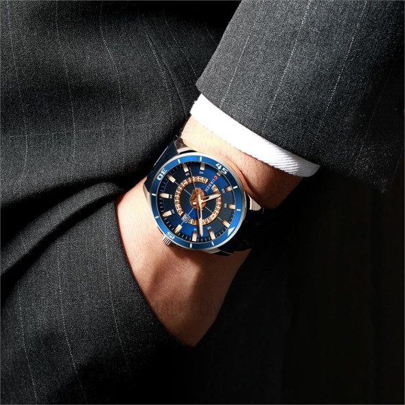 CURREN M8359 Bussiness Style Waterproof Men Quartz Watch Stainless Steel Strap Luminous Wristwatch - Gold/Blue
