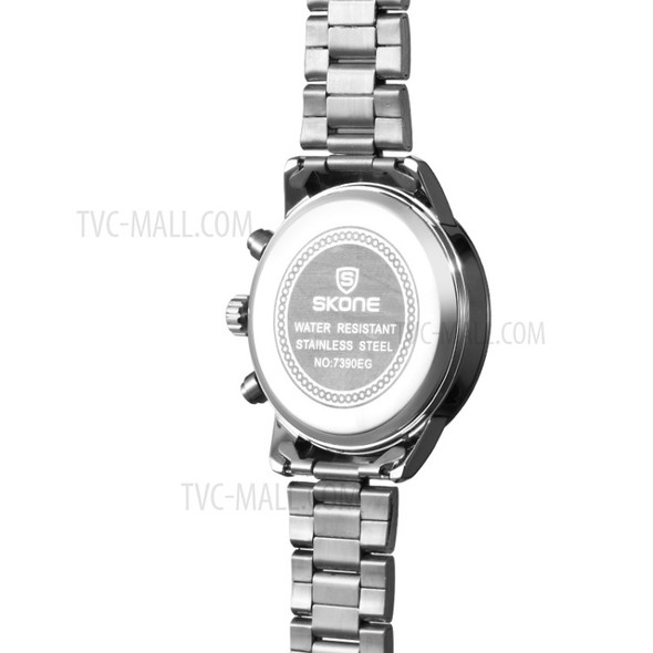 SKONE Bussiness Style Waterproof Men's Quartz Watch Stainless Steel Strap Wristwatch - Black/Silver