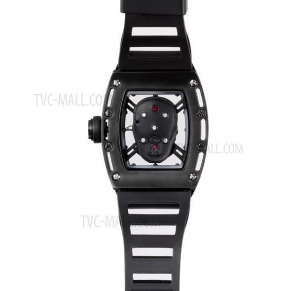SKONE 5146 Outdoor Sport Men's Quartz Wrist Watch Waterproof Chronograph Watch Hollow Silicone Strap - Black