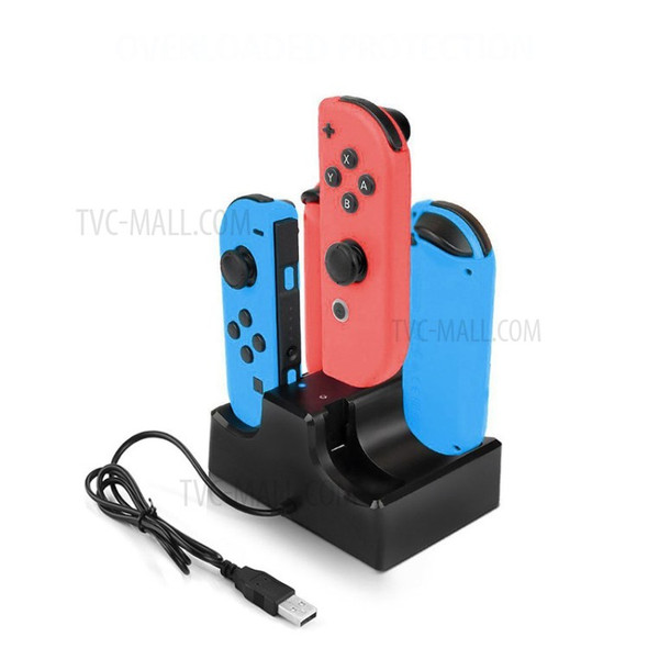 4-in-1 Charging Dock Cradle Stand Charging Station with 2 USB Ports for Nintendo Switch Joystick or Smartphones
