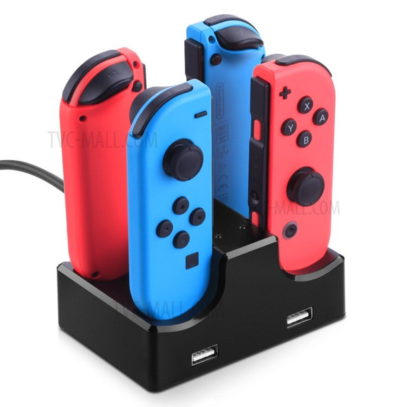 4-in-1 Charging Dock Cradle Stand Charging Station with 2 USB Ports for Nintendo Switch Joystick or Smartphones
