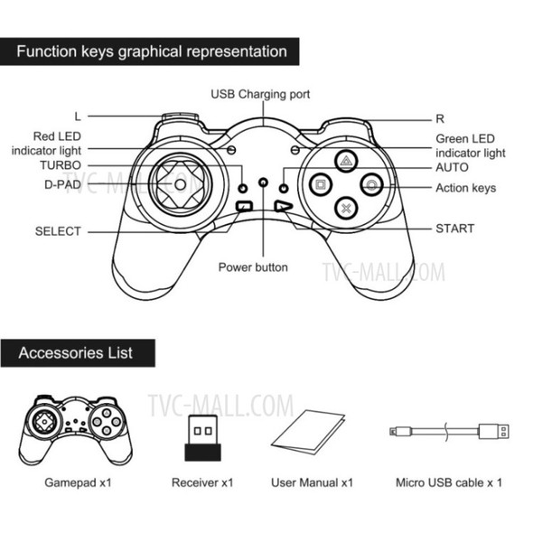 IPEGA PG-9122 Wireless Controller Gamepad for PS Mini Console Portable Gaming Joystick with Dual Vibration Turbo and Trigger