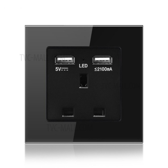SMATRUL Dual USB Charging Ports LED Indicator 16A Wall UK Power Socket - Black