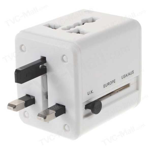 WorldWide Universal AC International Adapter Travel Charger with Dual USB Ports (US UK EU AU) - White