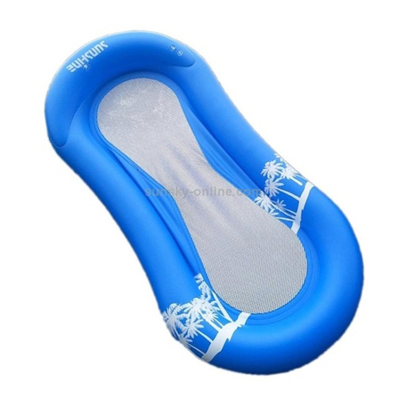 PVC Inflatable Floating Water Bed Mesh Bottom Water Hammock Lounge Chair Inflatable Floating Bed(Blue)