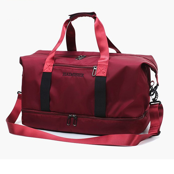 Dry and Wet Separating Shoulder Travel Bag Leisure Sport Handbag with Shoes Socket (Red)
