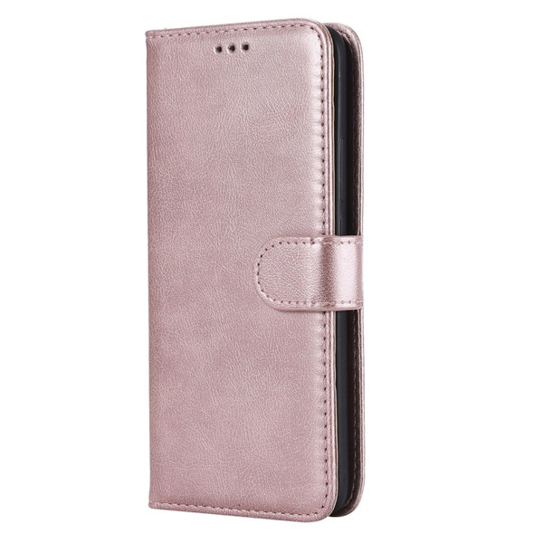 For Huawei Mate 20 Pro Solid Color Horizontal Flip Protective Case with Holder & Card Slots & Wallet & Photo Frame & Lanyard(Rose Gold)