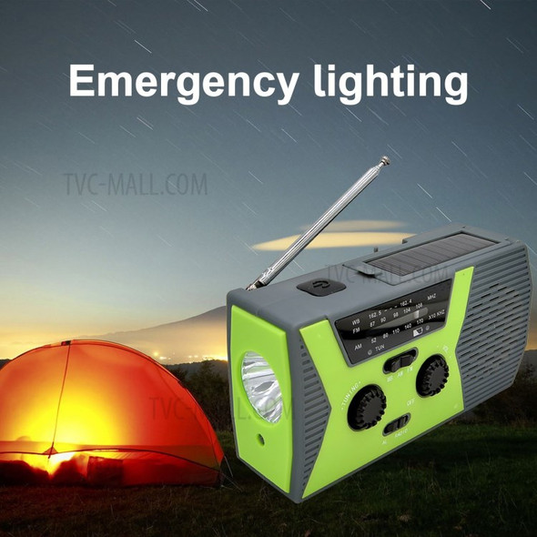 AM/FM & NOAA Emergency Radio Hand Crank Radio with Flashlight for SOS Portable Solar Radios Self Powered AM/FM Radio with 2000mAh Power Bank Cell Phone Charger - Green