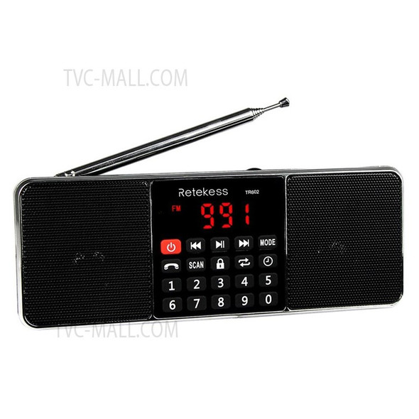 RETEKESS TR602 Portable FM / AM Radio Multiband Digital Radio Receiver Bluetooth Speakers MP3 Player Earphone Output AUX IN Support TF Card U-Drive Reading