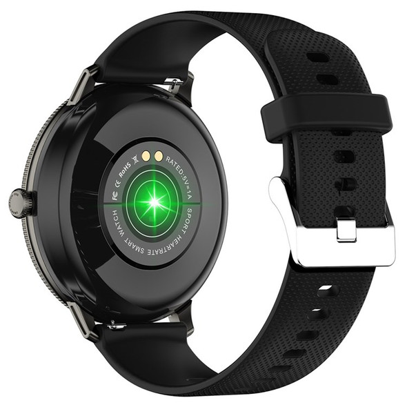 D08 Silicone Strap Round Screen Women Smart Watch Waterproof Bluetooth Calling Sleep Heart Rate Monitoring Fitness Tracker Smart Bracelet - Black