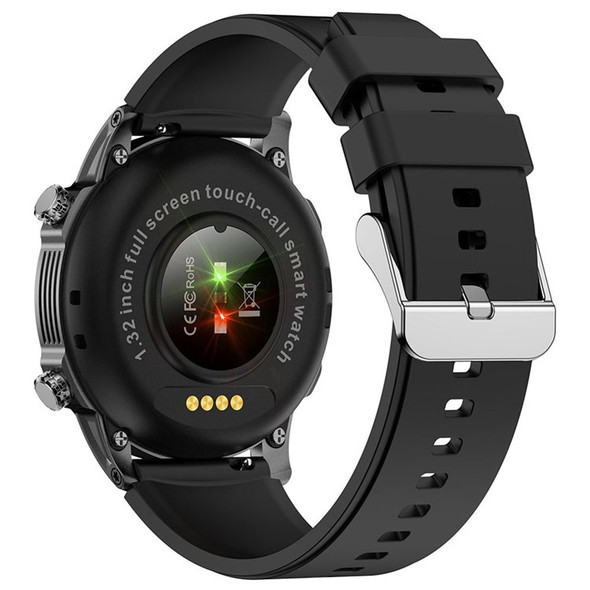 CF89 Silicone Strap 1.32 inch Bluetooth Calling Sports Smart Watch Waterproof Sleep Heart Rate Monitoring Smart Bracelet - Black