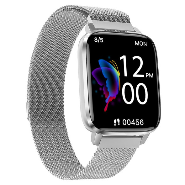 DXT Max IP67 Waterproof NFC Fitness Bracelet Heart Rate Monitor Multiple Sports Mode Smart Watch, Steel Strap - Silver