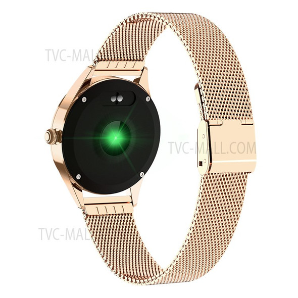 KW10 IP68 Waterproof Bluetooth Heart Rate/Sleep Monitor Smart Watch with Stainless Steel Strap for Women - Rose Gold