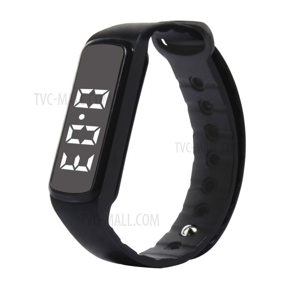 CD5 Unisex Silicone Sport Wristband with Pedometer Sleep Monitor Temperature Multi-functions - Black
