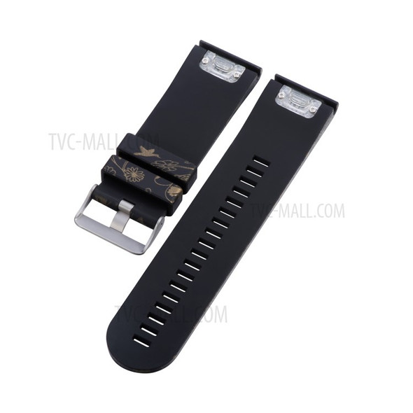 26mm Silicone Watch Band Strap Bracelet Replacement for Garmin Fenix3 Quatix 3 Fenix 5X Fenix 3 HR Smart Watch - Flower Pattern
