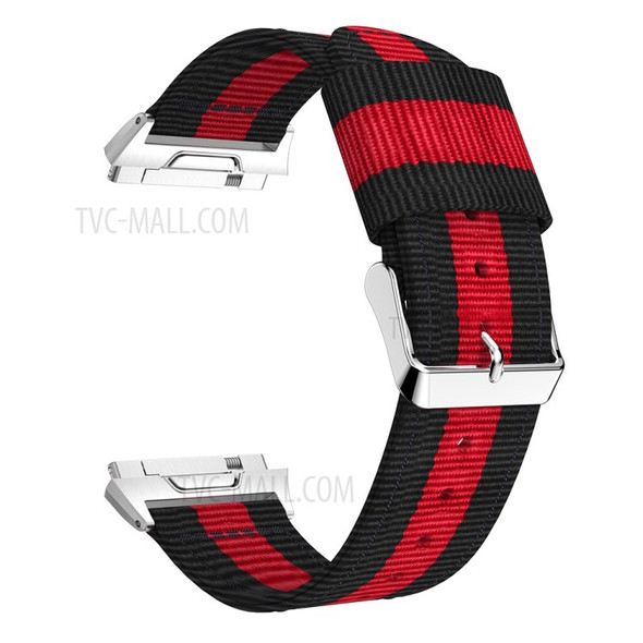 Vertical Stripes Nylon Sport Watchband for Fitbit Ionic, Width: 22mm - Black/Red