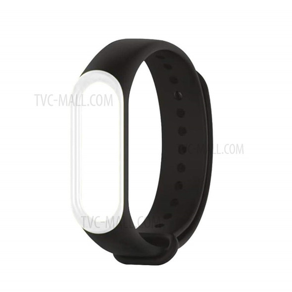 Two-tone Soft Silicone Watch Strap Band for Xiaomi Mi Band 3 - Black