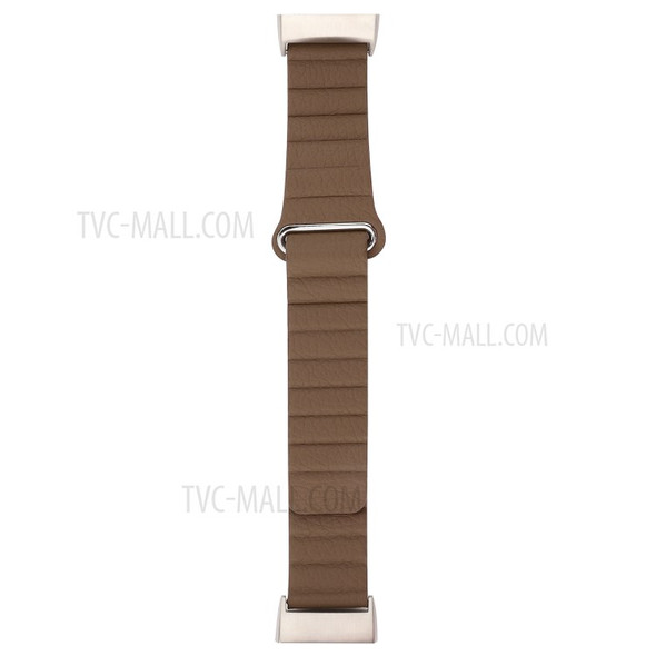 Magnetic Loop Genuine Leather Watch Band for Fitbit Charge 3 - Coffee