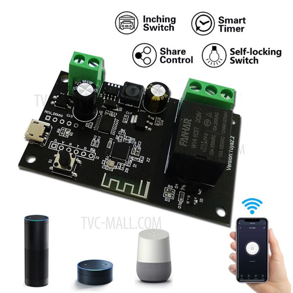 1 Channel WiFi Relay Tuya Smart Switch Module APP Remote Control DIY Inching Self-Locking Work with Alexa Google Home