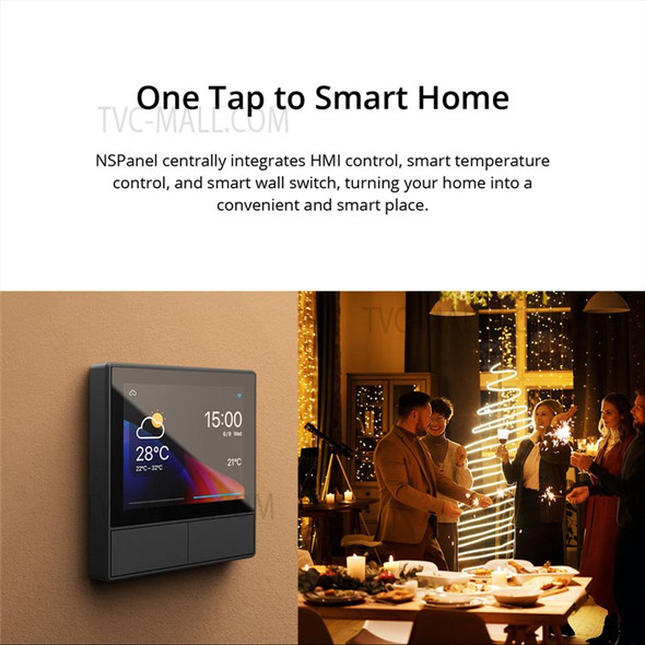 SONOFF NSPanel WiFi Smart Scene Wall Switch 2-Switch Panel Smart Home Control Touchscreen Control for Smart Temperature Function - EU Plug
