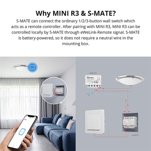 SONOFF MINIR3 Smart Switch Module WiFi Wireless Light Switch Support OTA Upgrade/DIY Mode for Smart Home