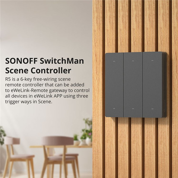 SONOFF R5 Smart WiFi Wireless Touch Wall Remote Controller Switch 6-Gang Light Switch Scene Lighting Control